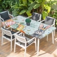 thumbnail image 2 of Happy Easter Table Cloths for 5 Foot Rectangle Tables, Spring Bunny Easter Eggs Floral Teal Wood Patio Waterproof Elastic Fitted Tablecloths, Washable Rectangular Table Cover for Camping, 2 of 8
