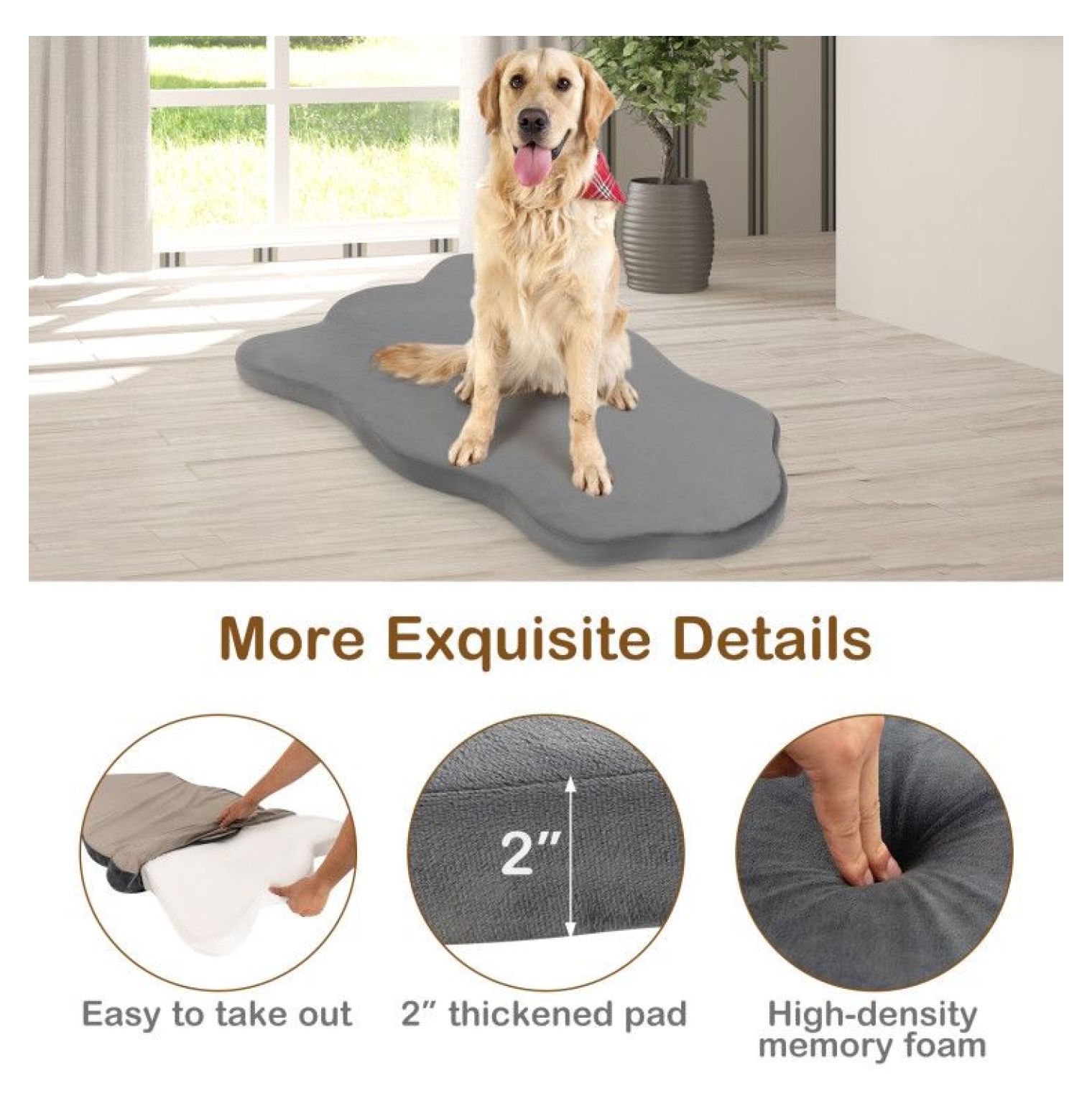 Orthopedic Dog Bed for Large Dogs with Memory Foam - Waterproof, Non-Slip, Washable Crystal Plush Bed for Joint Pain Relief - 43" x 26"