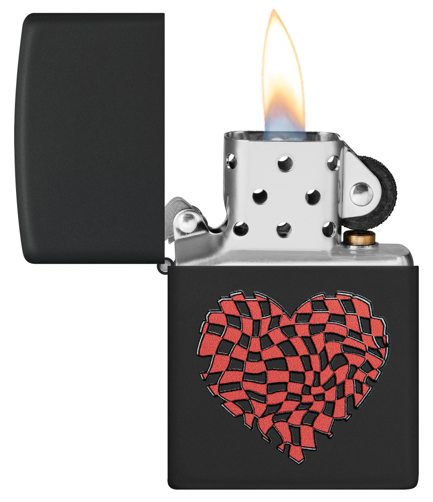Zippo Heart Design Black Matte Pocket Lighter