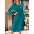 thumbnail image 4 of Vestido midi Happy Sailed Date Night de manga larga para mujer, 4 of 8