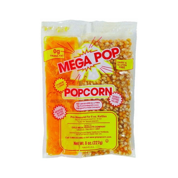 Gold Medal Mega Pop Popcorn Kit Butter Flavor - Crunchy, Shelf-Stable - 36 Kits