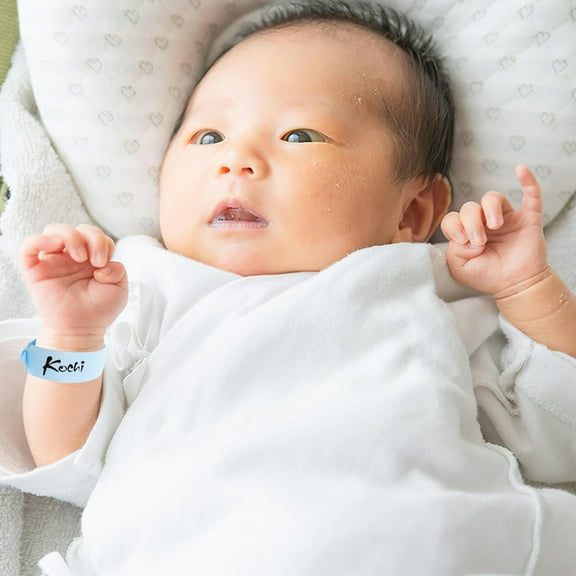 ELAYARD 100Pcs Blue PVC Newborn ID Wristbands Waterproof Hospital Identification Bands