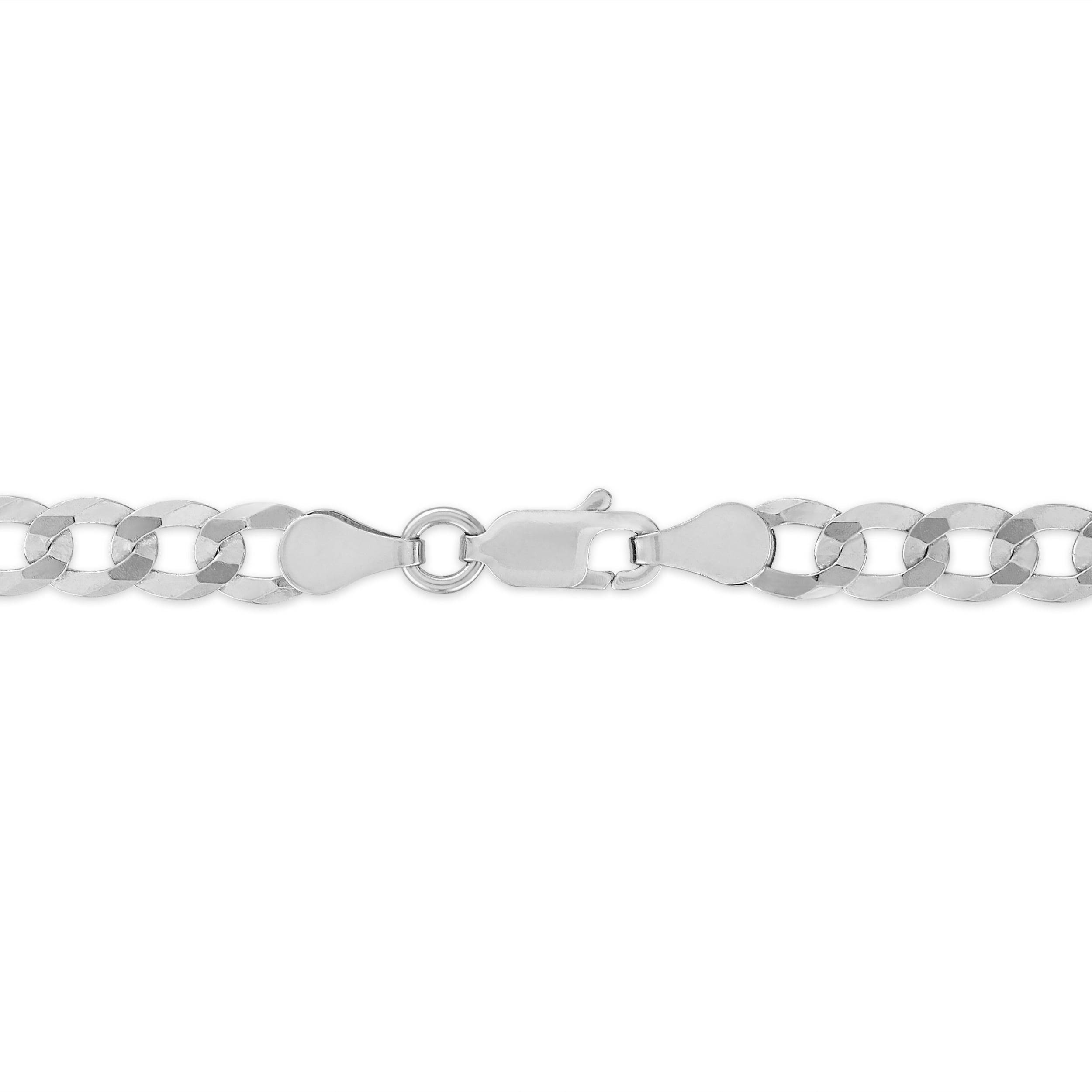 Brilliance Fine Jewelry Italian Sterling Silver 5mm Diamond-Cut Flat Curb Chain Necklace, 20"