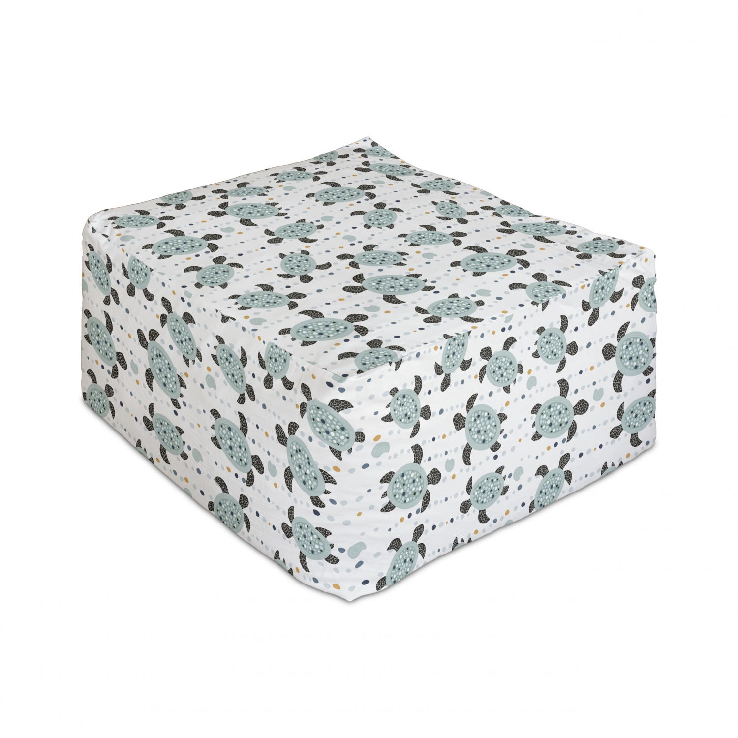 Aboriginal Rectangle Pouf, Australian Ethnic Art of Sea Turtles