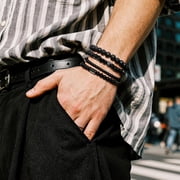 Bracelets for Men 4pcs Stone Beaded Stretch Bracelets Set for Him