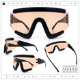 thumbnail image 2 of Thick Bubble Plastic Frame Oversize Shield Rectangular Sport Sunglasses Black - Brown, 2 of 9