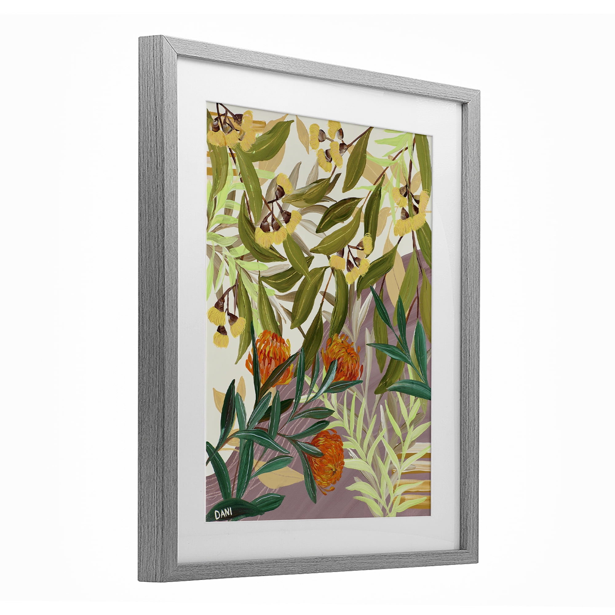 Stupell Industries Walk With Me Florals Gray Framed Print Under Glass, design by Dani Heyward