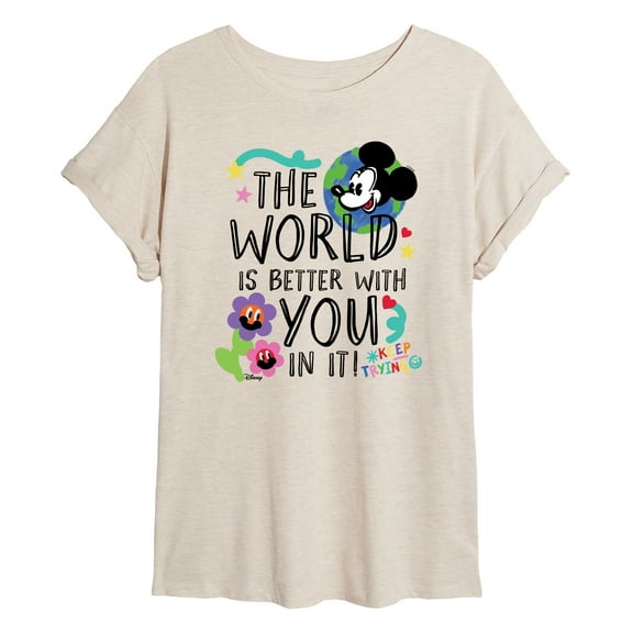 Disney - Mickey Mouse - The World Is Better With You In It - Women's Oversized T-Shirt