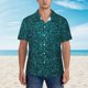 thumbnail image 2 of Balery teal sparkling Camisas hawaianas de manga corta para hombre, camisas playeras de corte holgado, camisas de vacaciones con botones,Medium, 2 of 7