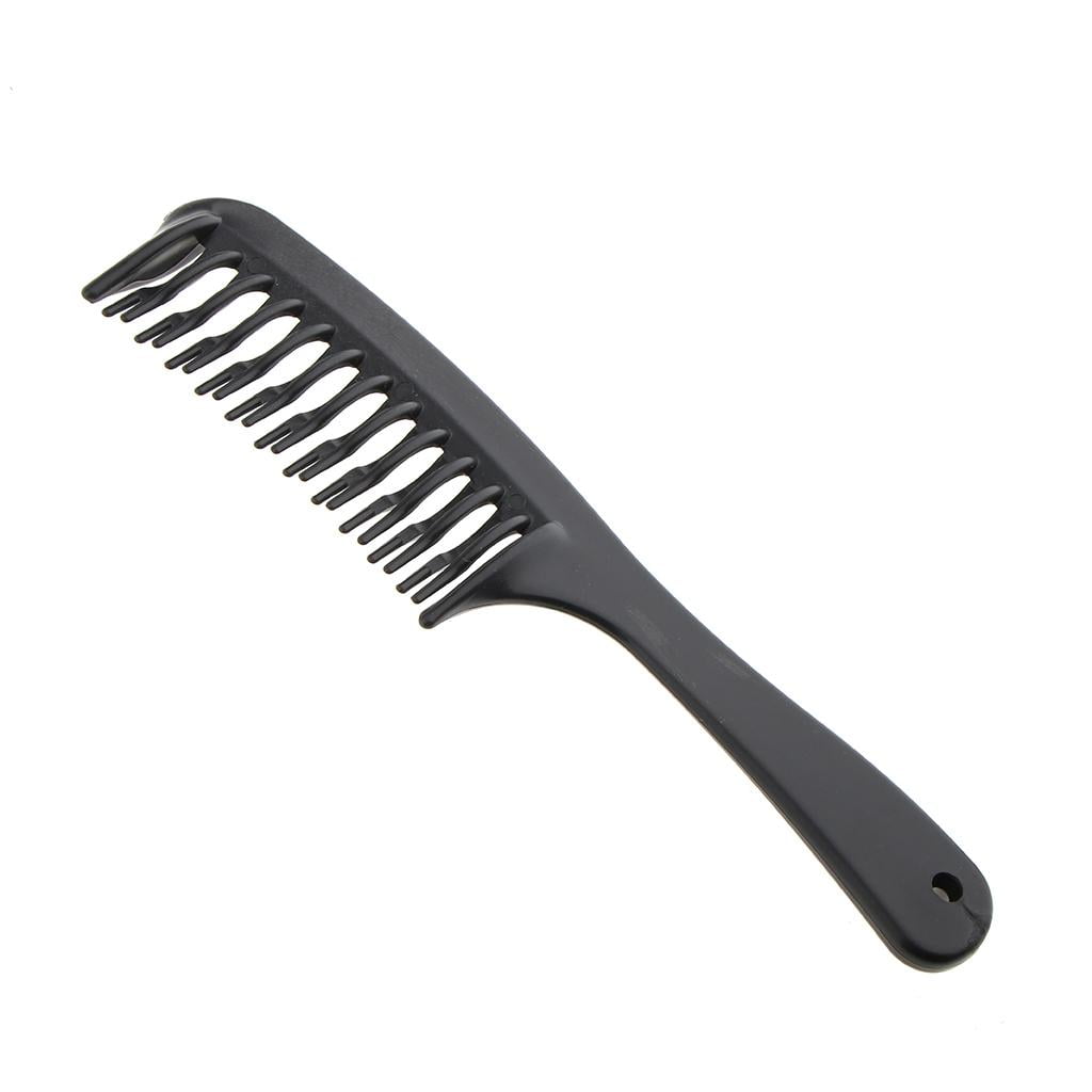 Black Double Row Wide Comb Detangling Hair Brush Handgrip Salon Barber - Black Double Row Wide Comb Detangling Hair Brush Handgrip Salon Barber -