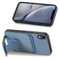thumbnail image 3 of Case for iPhone XR with Hidden Kickstand, Carbon Fiber Texture Wallet Case with Card Holder for iPhone XR Magnetic Car Mount Shockproof Military Grade Protection Cover, Blue, 3 of 10