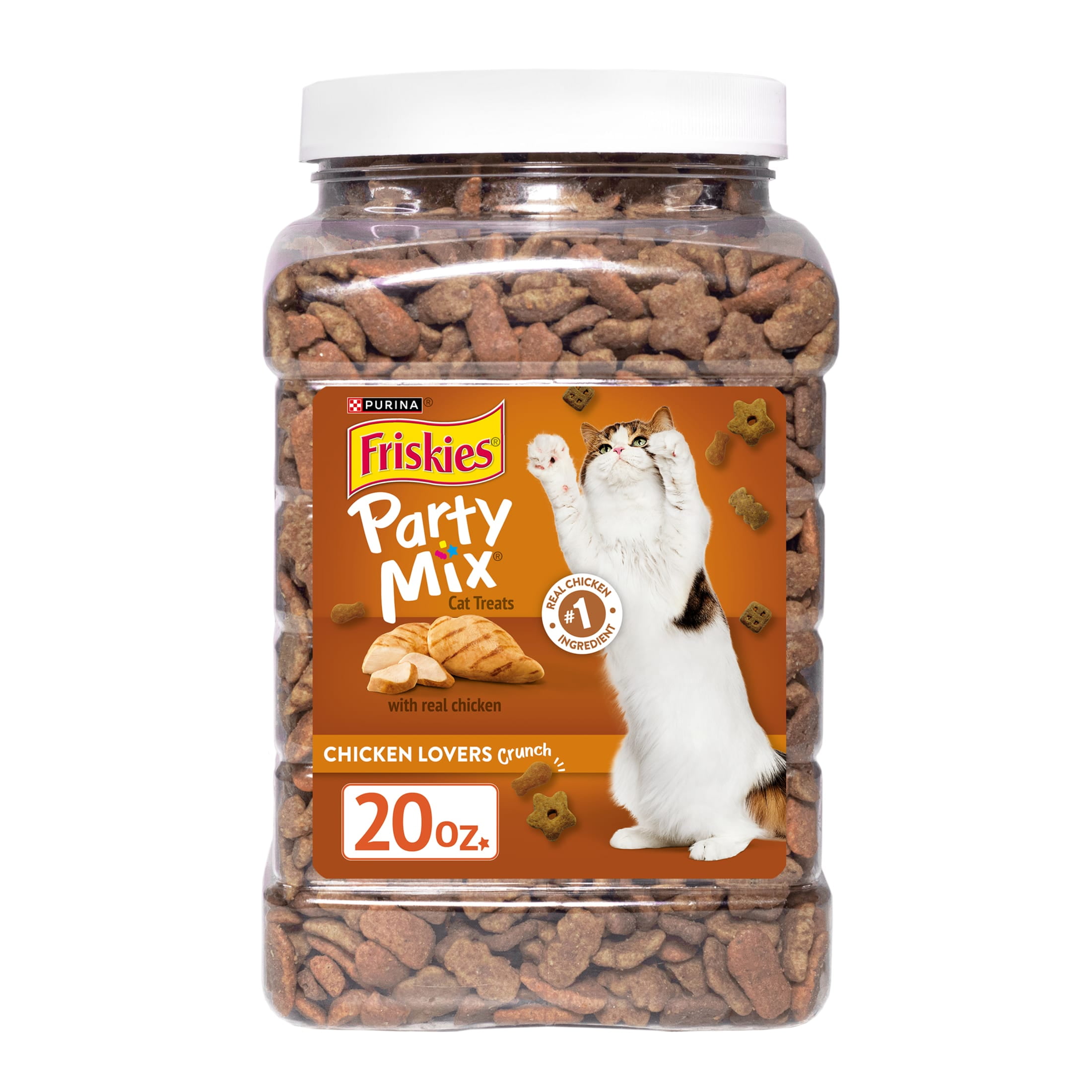(2 pack) Purina Friskies Cat Treats, Party Mix Chicken Lovers Crunch, 20 oz.