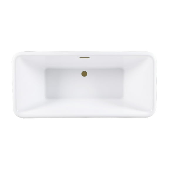Kingston Brass VTSQ713224C423 71-Inch Acrylic Oval Rectangular Double Ended Pedestal Tub with Drain (No Faucet Drillings) in Glossy White/Antique Brass