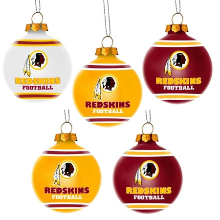 Forever Collectibles NFL 5Pack Shatterproof Ball Ornaments, Washington