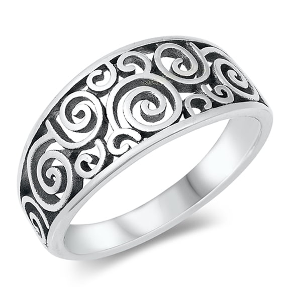 Cutout Filigree Swirl Ring .925 Sterling Silver Band Jewelry Female Male Unisex Size 5