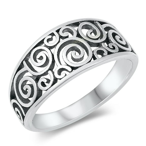 Cutout Filigree Swirl Ring .925 Sterling Silver Band Jewelry Female Male Unisex Size 10