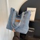 thumbnail image 5 of Bolso de mano para mujer de gran capacidad de mezclilla de Color sólido bolso de viaje femenino Simple, 5 of 9