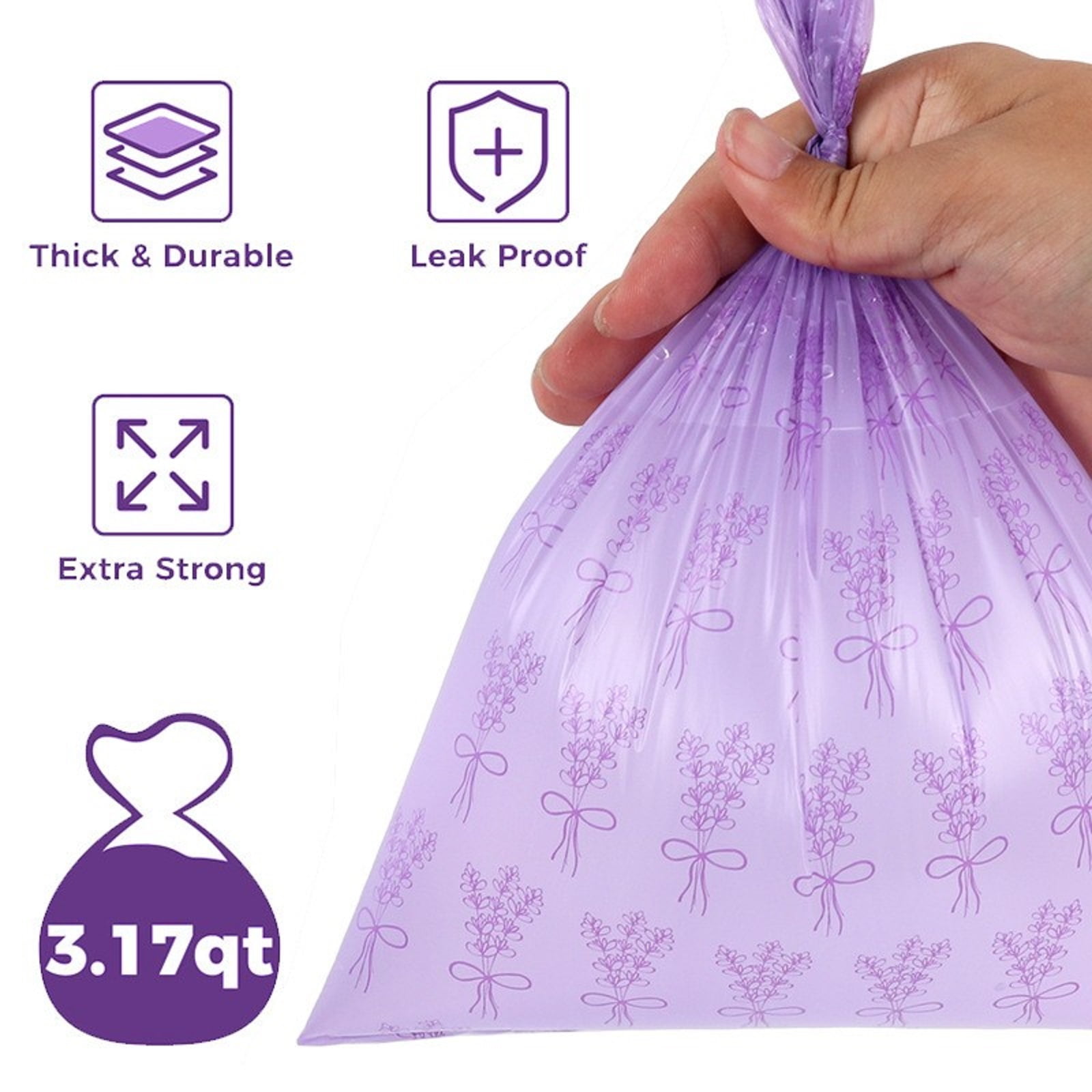TOOLGOOD Dog Poop Bags Rolls with Dispenser 170 Count Biodegradable Bags for Dog and Cat Lavender Scented Waste Bag Leak Proof Doggie Poop Bag Doggy Trash Bag Purple