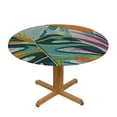 thumbnail image 3 of WYYP Tropical Print Fabric Round Table Cover 100% Polyester Waterproof Resistant Fabric White, 3 of 8