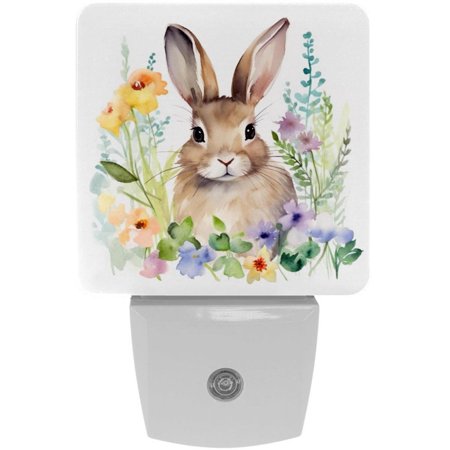 

Easter LED Square Night Lights - Bright and Compact Bedroom or Bathroom Lighting Solution with Auto on/Off Sensor - Set of 2 Square Shaped Nightlights