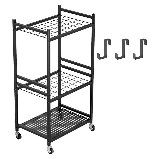 Estante móvil resistente para herramientas de jardín, versátil para guardar accesorios y equipos de jardinería. Patas ajustables. Medidas: 42 x 30 x
