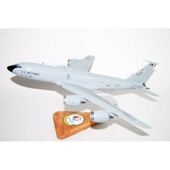 90TH Air Refueling Squadron KC-135R Model, 1/90th Scale, Mahogany, Aerial Refueling