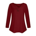 thumbnail image 4 of aidice T Shirts for Women Casual V Neck Crisscross Long Sleeve Button Tops Tunic Comfy Fitting Shirts, 4 of 4