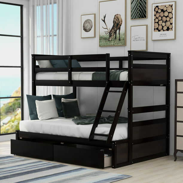 Twin Over Full Stairway Bunk Bed With, Full Twin Bunk Bed With Storage