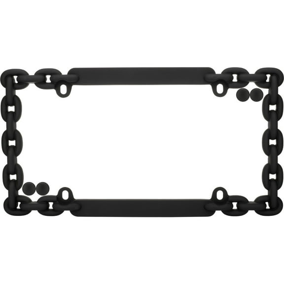License Plate Frame - Chain, Matte Black (With Fastener Caps)