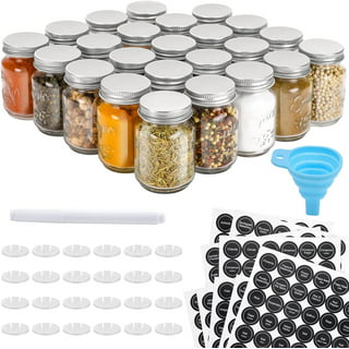 Aozita 24 Pcs Glass Spice Jars/Bottles - 6oz Empty Square Spice