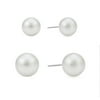 Duo White Pearl Post Earrings