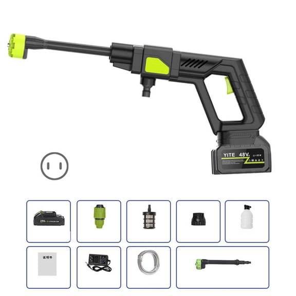 Cordless Pressure Washer Gun, Battery Power Washer, 500PSI High Pressure Cordless Power Washe-r, Portable PressureWasher with 6-in-1 Nozzle for Car, Floor Garden Fence Yard