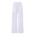 thumbnail image 5 of Cethrio Girls Cargo Sweatpants, Casual Elastic Waist Open Bottom Multi-pocket Straight Leg Pants White Size 6, 5 of 6
