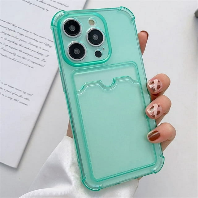 Transparent Card Slot Bag Holder Case For iPhone 15 14 13 12 11 Pro Max Mini X XS XR 7 8 Plus Clear Shockproof Soft Wallet Cover