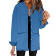 thumbnail image 2 of HAiming Women's Long Sleeve Jacket Trendy Lapel Button down Shirt Coat Fall Winter Casual Loose Outerwear with Pockets, 2 of 8