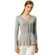thumbnail image 1 of Top de peplum de punto Jersey Acanalado de manga larga con Cuello En V para Mujer Allegra K Gris XS, 1 of 6