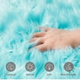 thumbnail image 3 of Mucky Cat Round Rug,Small Circle Faux Sheepskin Fur Rug Fluffy Boho Plush Rug Cute Furry Rugs for Bedroom Cushion Home Decor,Machine Washable,Lake Blue,12"., 3 of 7