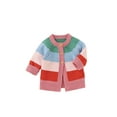 thumbnail image 3 of Qiylii Toddlers Rainbow Knitted Cardigan, Long Sleeve Single-breasted Tops, 3 of 9