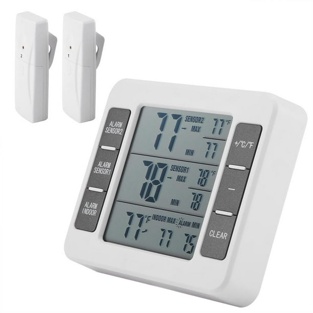 Wireless Digital Audible Alarm Refrigerator Thermometer with 2PCS