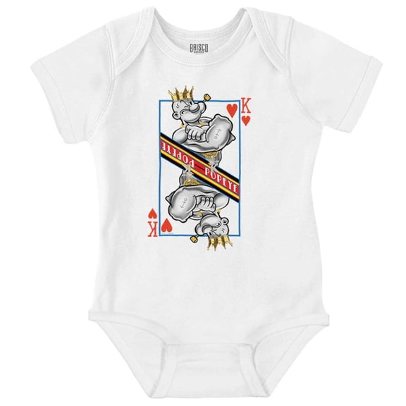 Popeye King of Hearts Playing Card Romper Boys or Girls Infant Baby Brisco Brands NB
