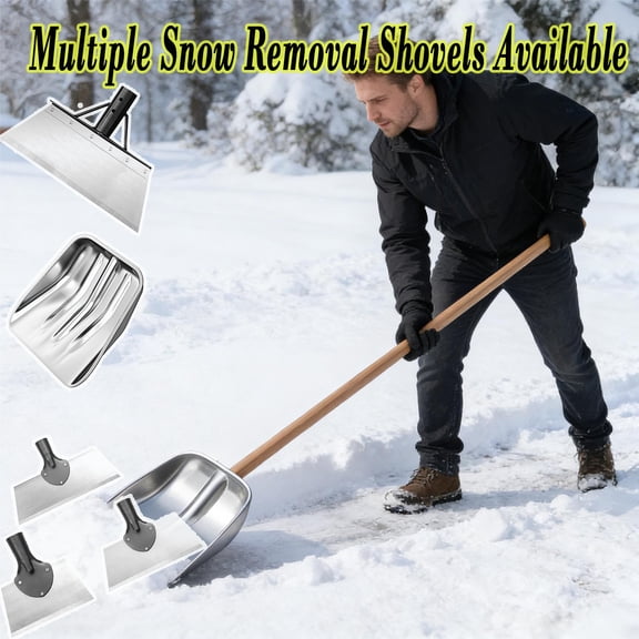 8.3" with 4ft Stainless Steel Rod Outdoor Multi Functional Cleaning Shovel with Handle, Snow Removal Shovel Cleaning, Heavy Duty Winter Tool for Ice Snow and Daily Use, HAODEJW