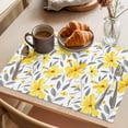 thumbnail image 3 of Country Yellow Flowers Placemats Set&nbsp;of 1 Grey Plant Leaves Dasiy Floral Heat Insulation Washable Place Mats, Non-Slip Table Mats for Dining Table Party Kitchen Decor,13x19 Inch, 3 of 9