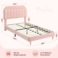 thumbnail image 4 of Twin Size Bed Frames,Velvet Upholstered Platform Bed Frame with Storage Headboard and Strong Wooden Slats, 4 of 4