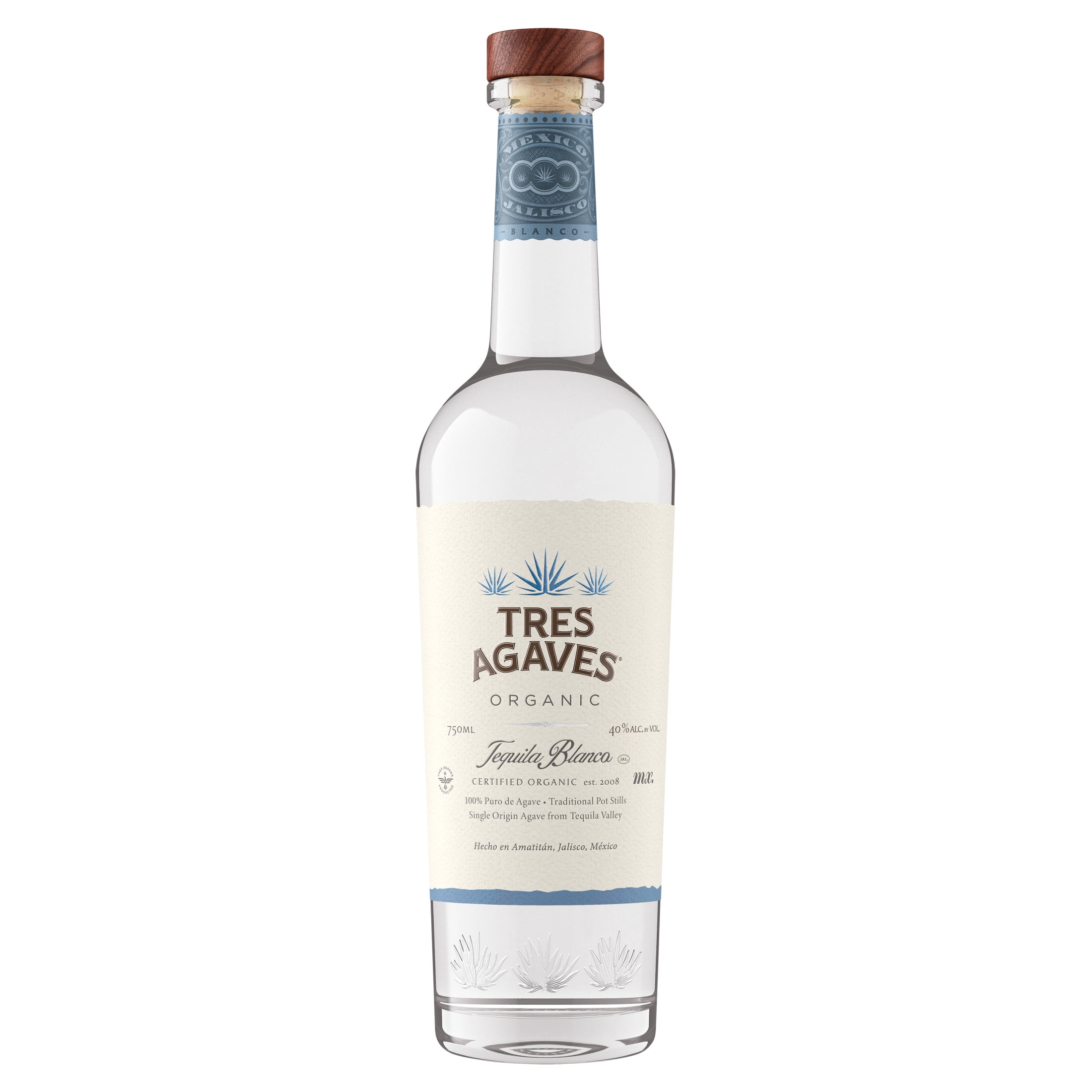 Tres Agaves Organic Reposado Amatitan Tequila, 750 ml Glass Bottle