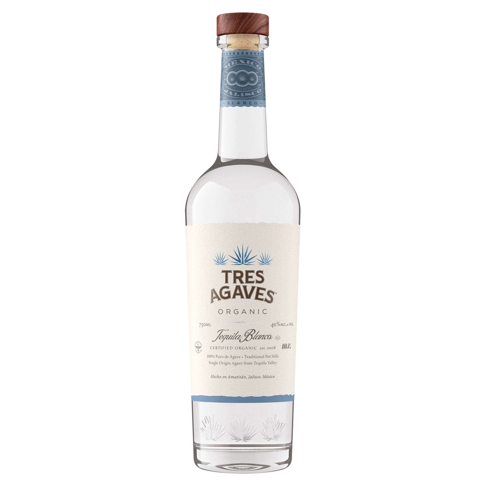 Tres Agaves Organic Blanco Tequila, 750mL Bottle