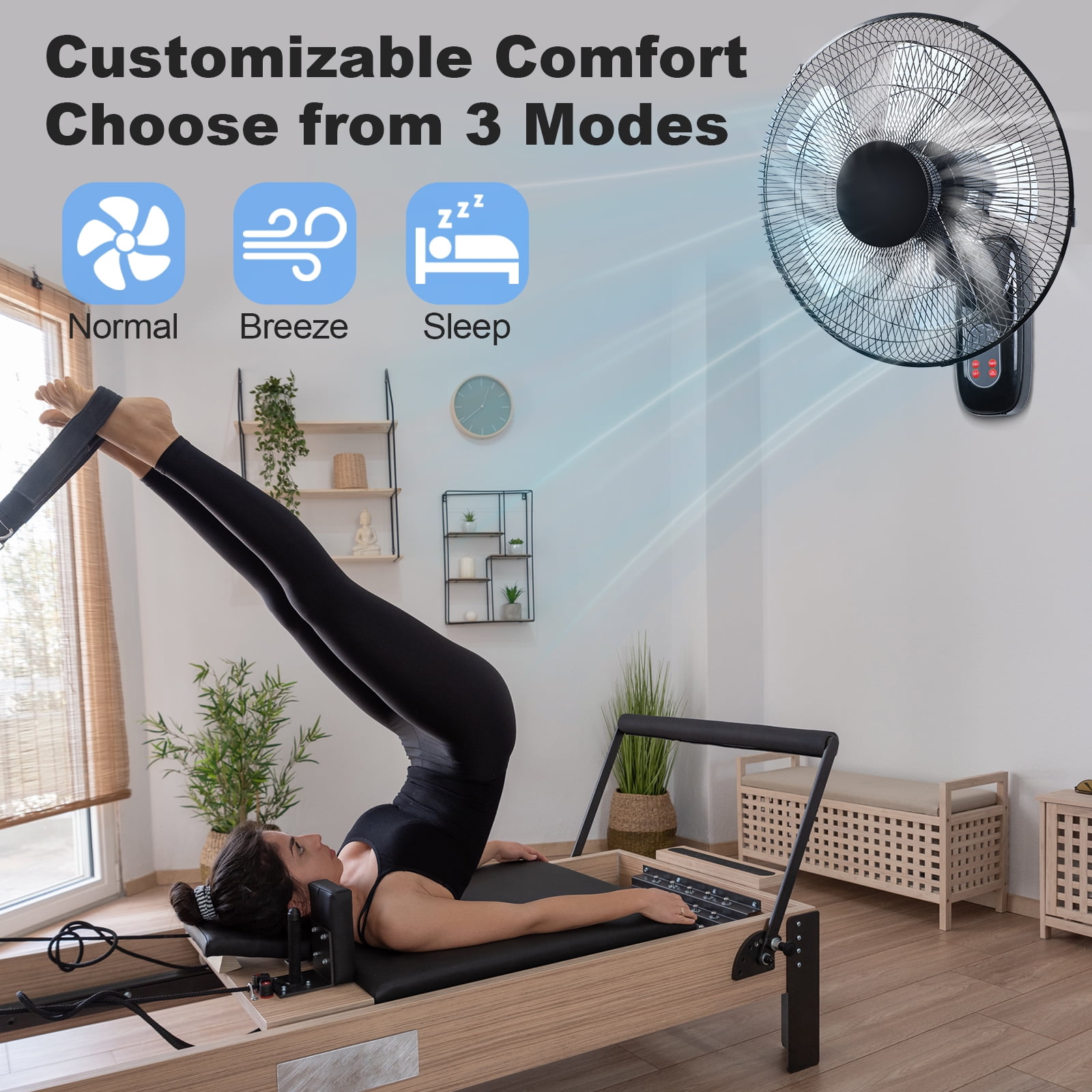 Aottop 16 Inch Wall Mount Fan 2 Pack Black Remote Control 3 Speed 3 Modes Oscillating Adjustable Head Timer for Home Office