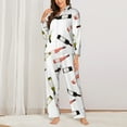 thumbnail image 2 of Pajamas for Women Sets, Green Pink Black Bottle Lounge Sets Long Sleeve Button Down Night Shirts Sleepwear Pjs, 2 of 6