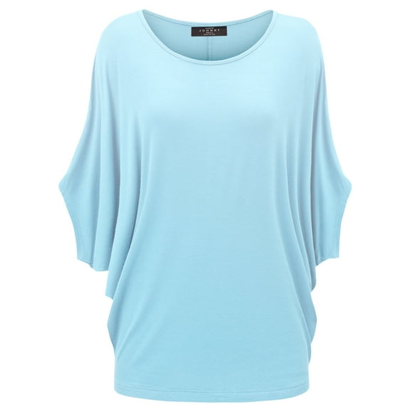 Made by Johnny Women's Scoop Neck Half Sleeve Batwing Dolman Top S AQUA