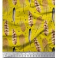 thumbnail image 1 of Soimoi Yellow polyester Crepe Fabric Eagle Feather Printed Craft Fabric by the Yard 42 Inch Wide, 1 of 3