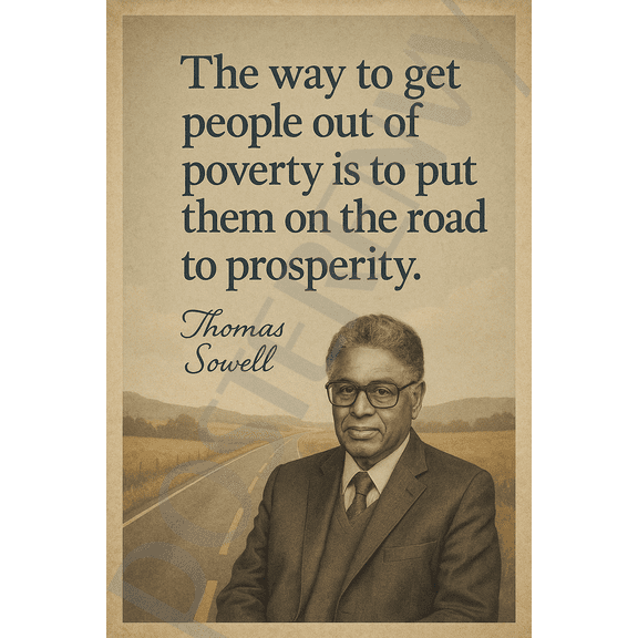 Thomas Sowell Famous Quote Poster – "Put People on the Road to Prosperity" – 18 inch x 12 inch